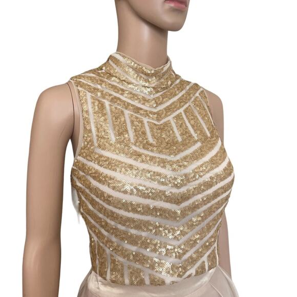 NWT Social Code tulip gold sequin 2piece skirt and top size 13 - Picture 2 of 15